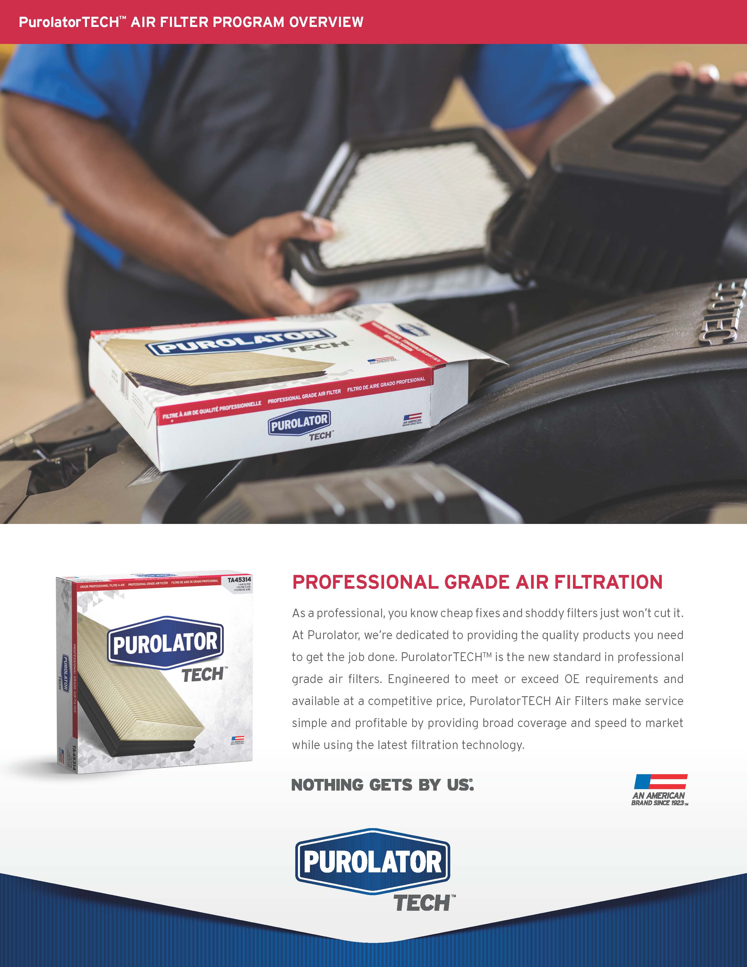 PurolatorONE CABIN AIR FILTER PROGRAM Brochure 