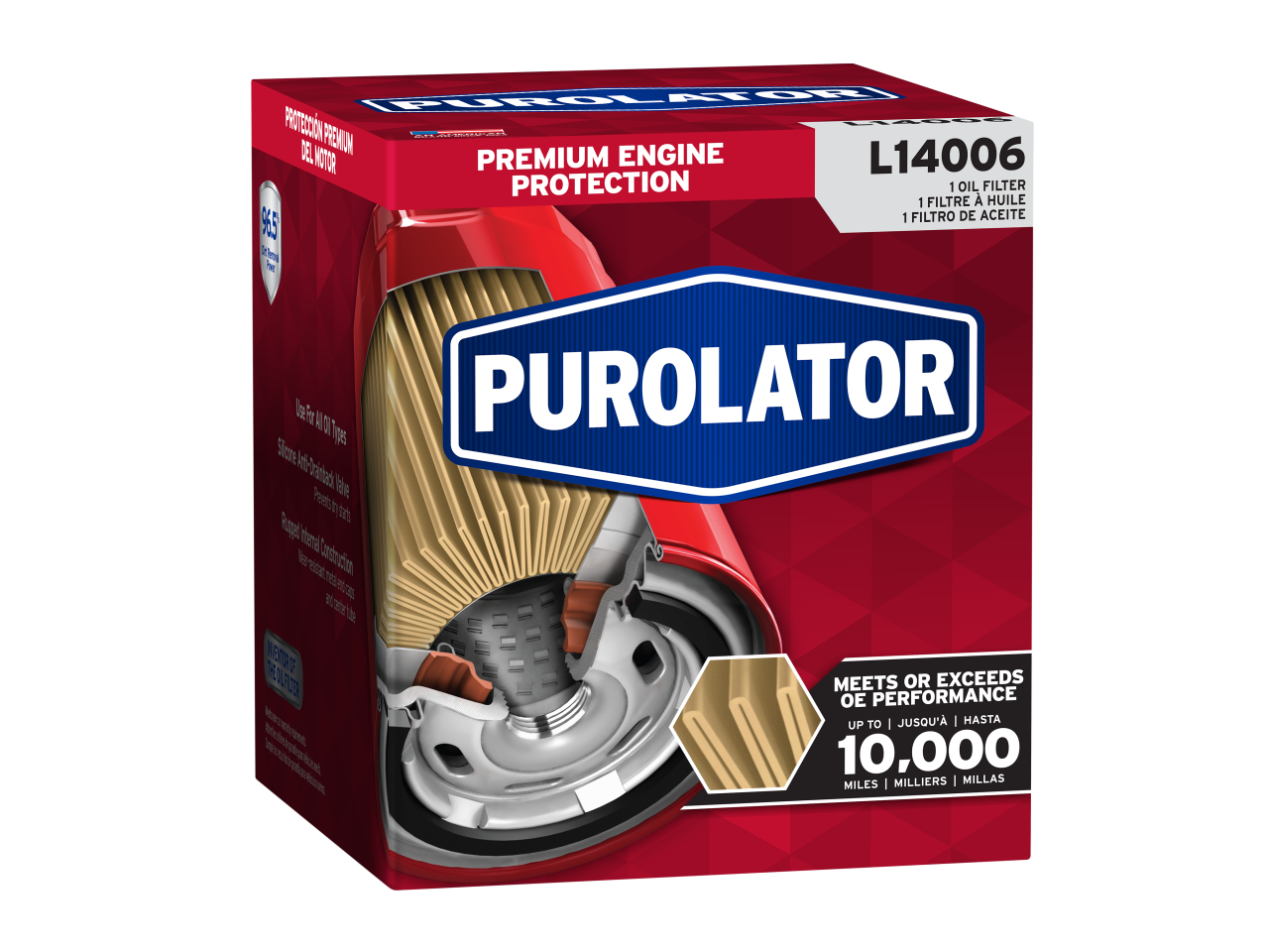 Los filtros de aceite Purolator están diseñados para lograr el rendimiento original de fábrica hasta un máximo de 5000 millas de protección premium.