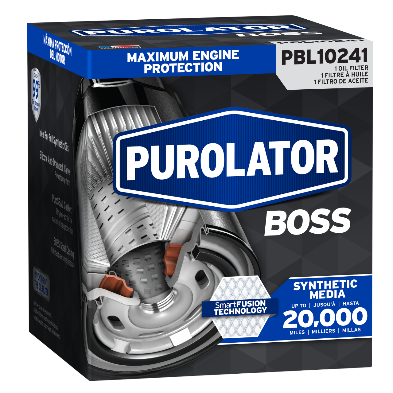 Para obtener la máxima protección y rendimiento del motor, elija filtros de aceite PurolatorBOSS®, la máxima protección del motor.