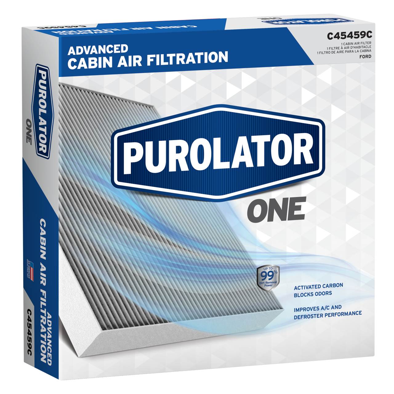 PurolatorONE™ Cabin Air Filters improve overall driving comfort and encourage better airflow through your vehicle and aids in defroster performance.