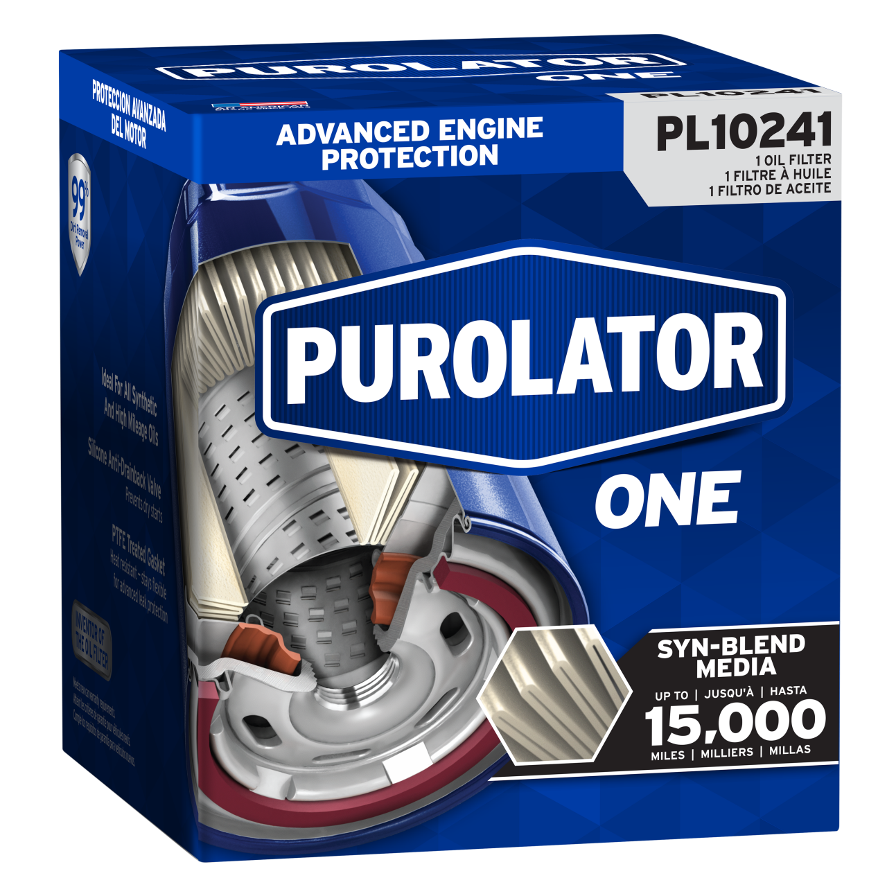 Pour votre prochain changement d’huile, rappelez-vous que les filtres à huile PurolatorONE™ offrent jusqu’à 15 000 miles de protection avancée du moteur.