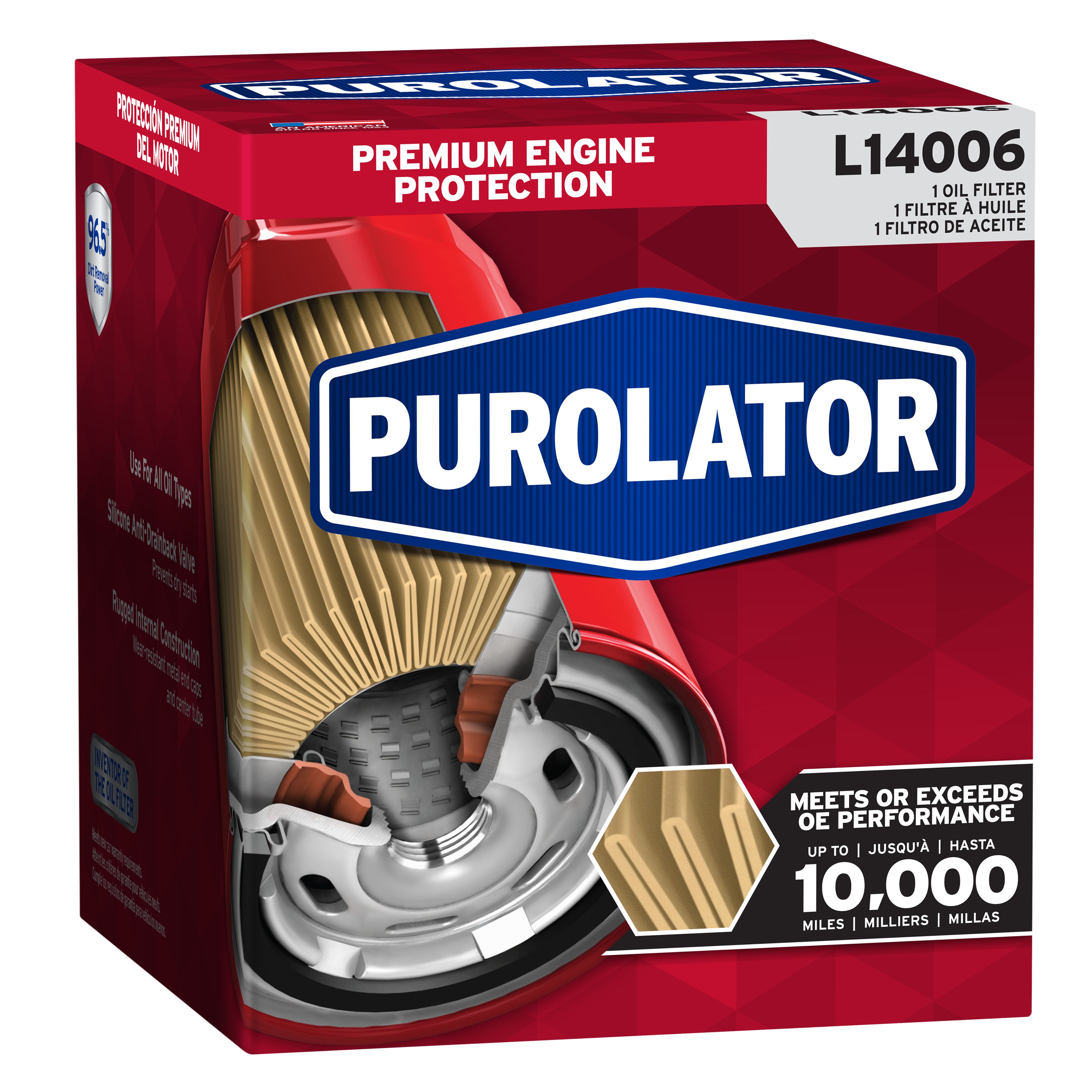 Purolator L34756 Red Single Premium Engine Protection Cartridge Oil Filter