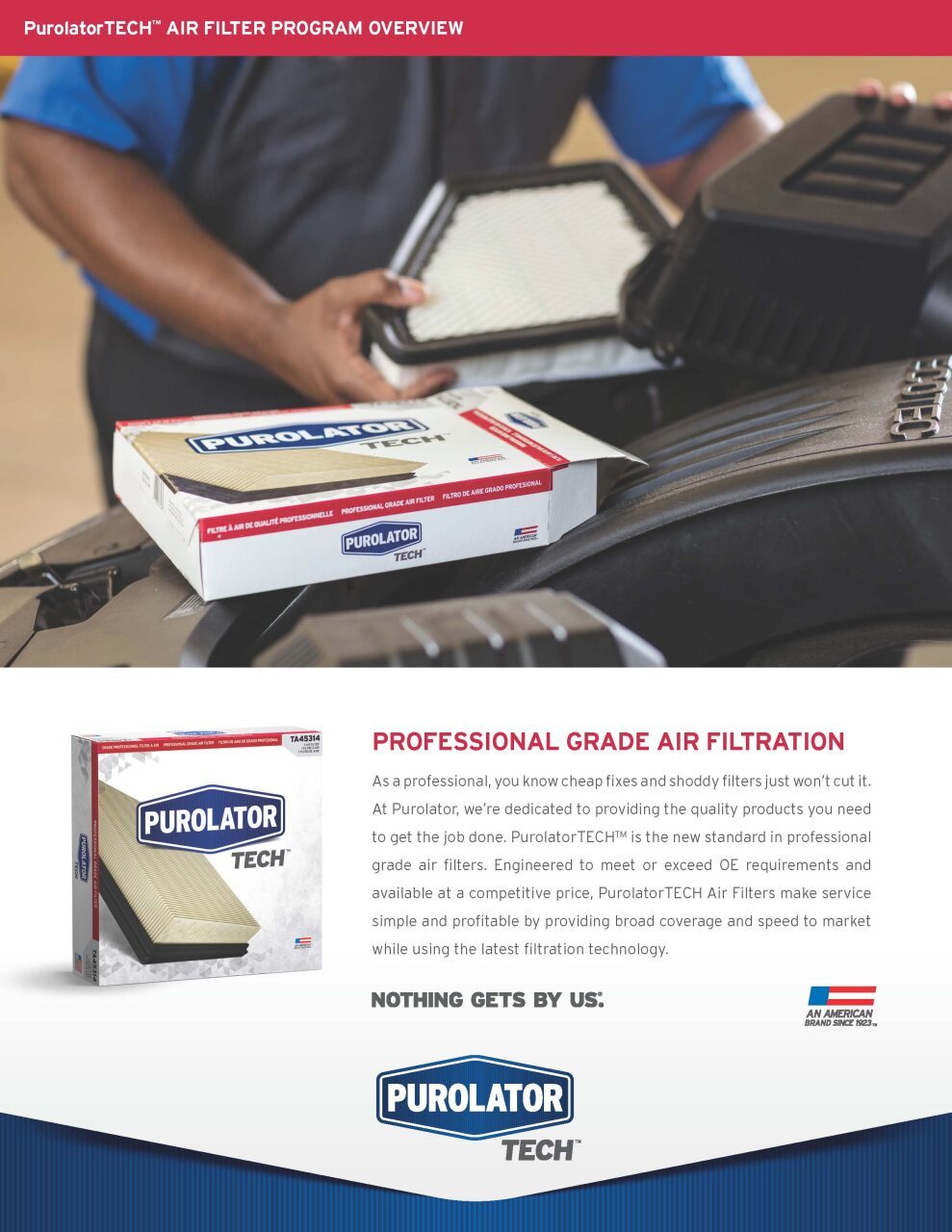 PurolatorONE CABIN AIR FILTER PROGRAM Brochure